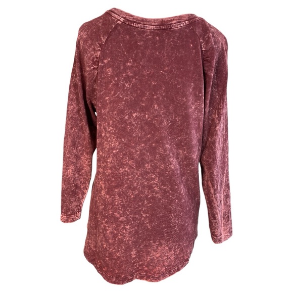 Pilcro (Anthropologie) Mineral Washed Long Sleeve Tee Burgundy Red Size L - Picture 3 of 7